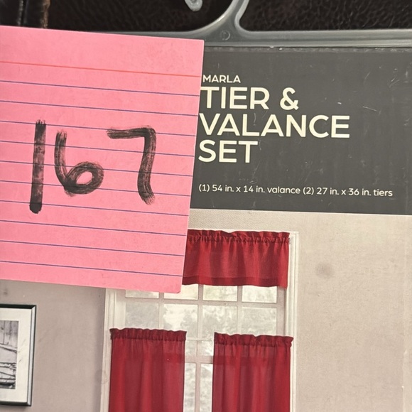 Great Living Red Tier and Valance Curtain Set - Picture 4 of 4